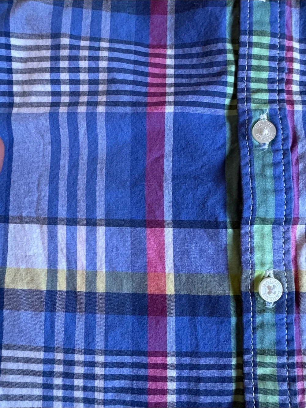 Ralph Lauren Blue Plaid Button-Front Baby Shorts Romper size 9M
